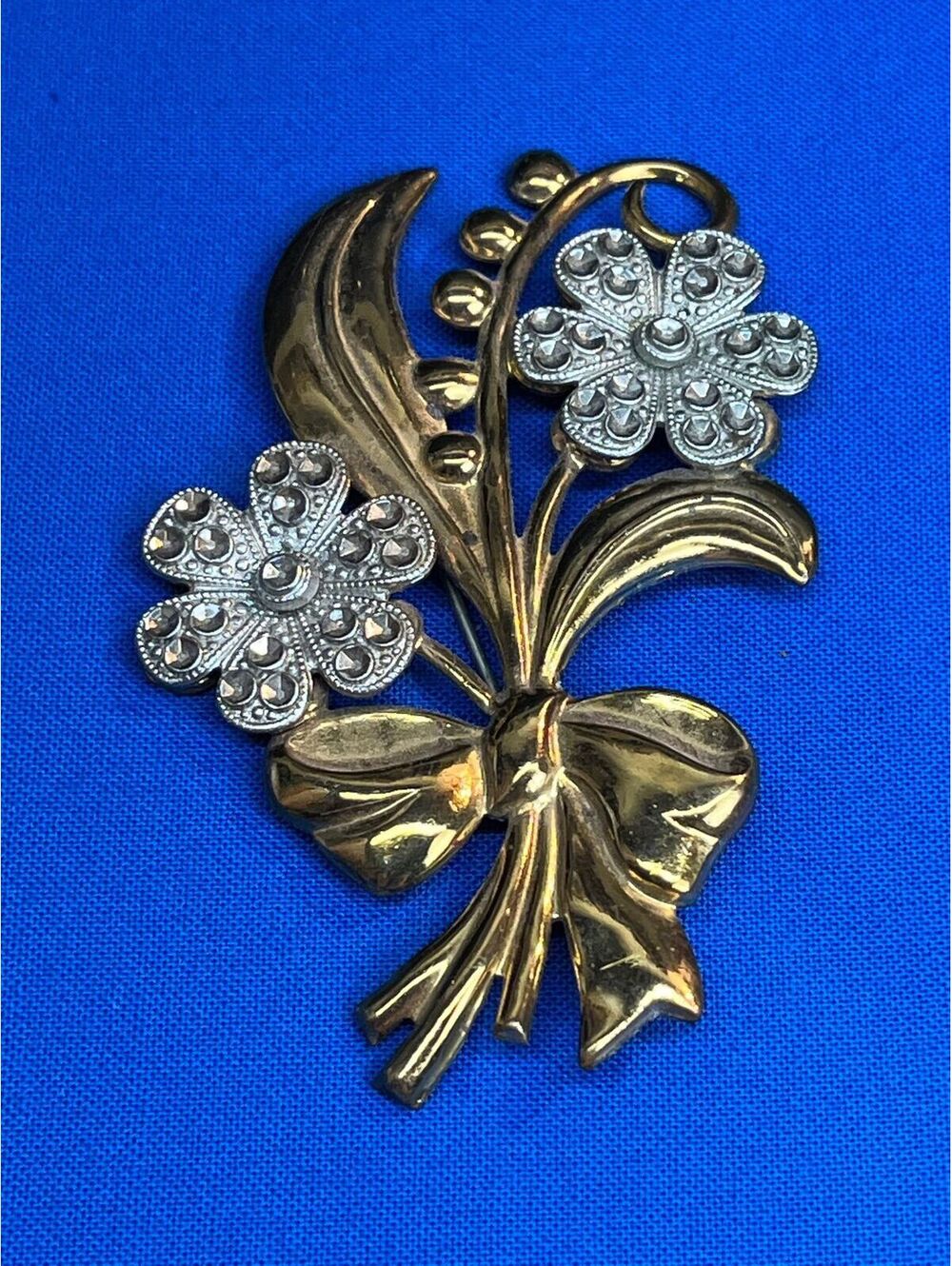 #5 Vintage 1950’s Floral Brass Bow Brooch